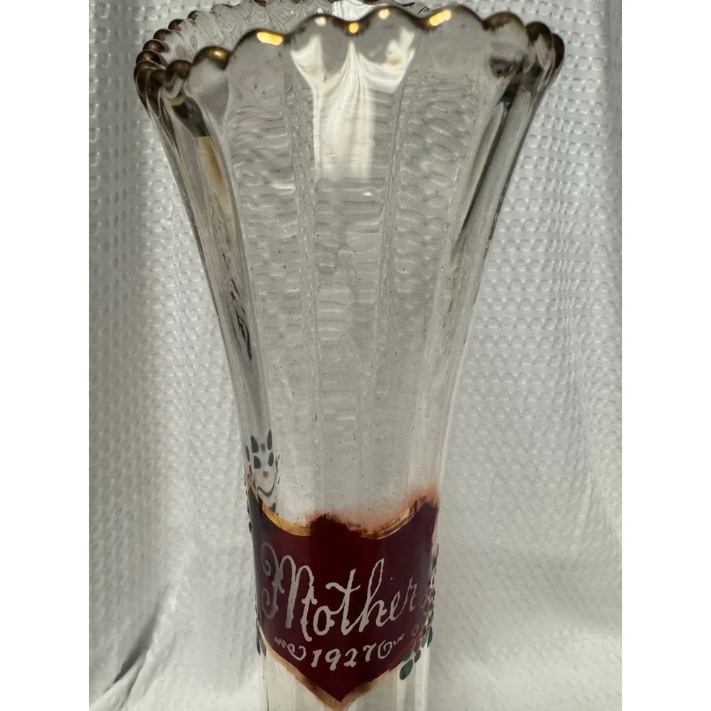 Vintage Fluted Swung Vase Etched 